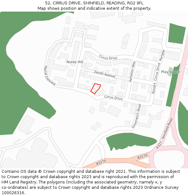 52, CIRRUS DRIVE, SHINFIELD, READING, RG2 9FL: Location map and indicative extent of plot