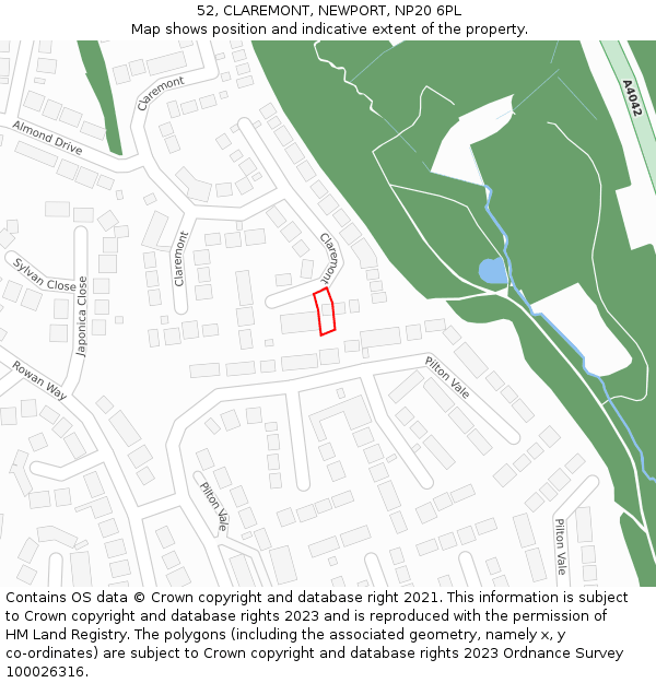 52, CLAREMONT, NEWPORT, NP20 6PL: Location map and indicative extent of plot