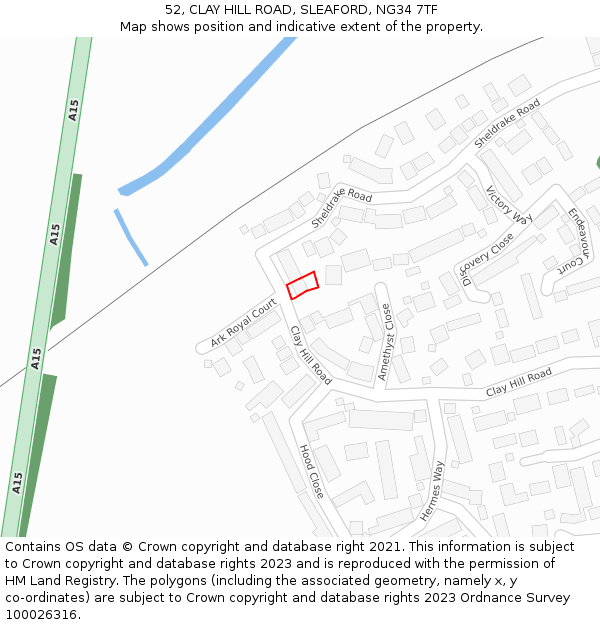 52, CLAY HILL ROAD, SLEAFORD, NG34 7TF: Location map and indicative extent of plot