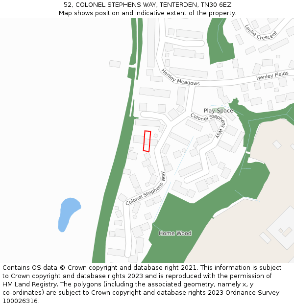 52, COLONEL STEPHENS WAY, TENTERDEN, TN30 6EZ: Location map and indicative extent of plot