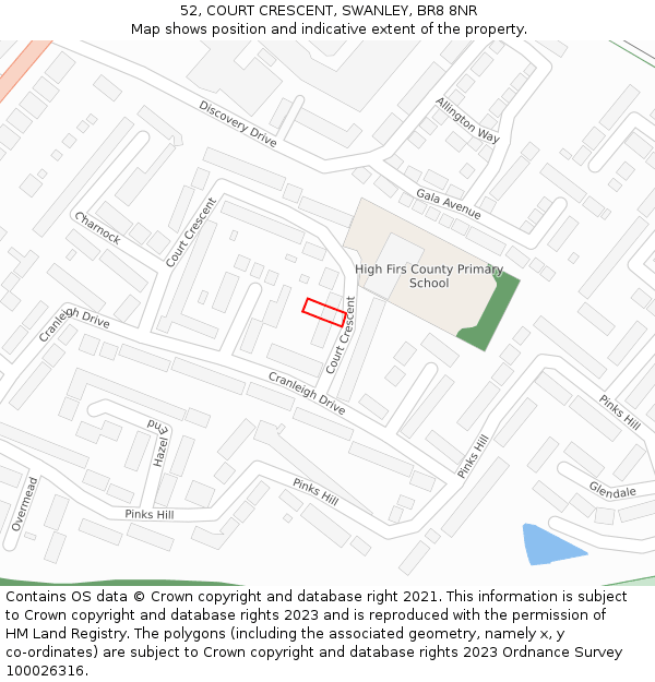 52, COURT CRESCENT, SWANLEY, BR8 8NR: Location map and indicative extent of plot