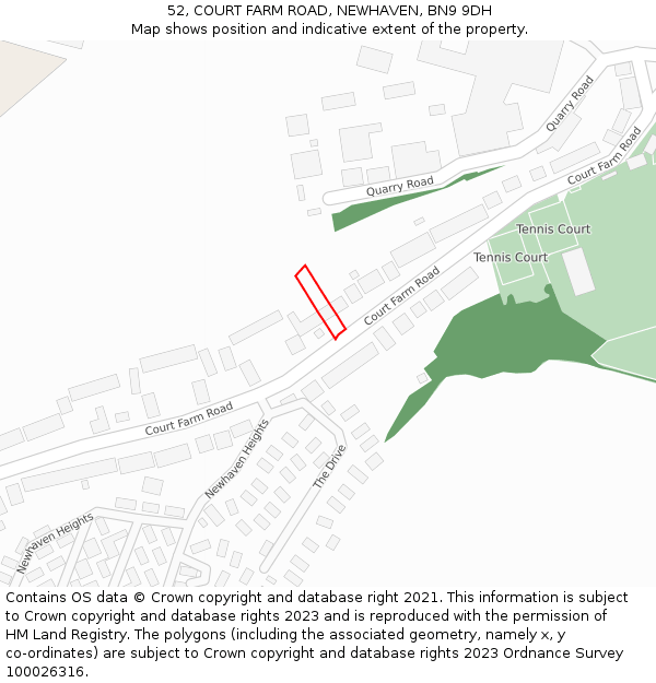 52, COURT FARM ROAD, NEWHAVEN, BN9 9DH: Location map and indicative extent of plot