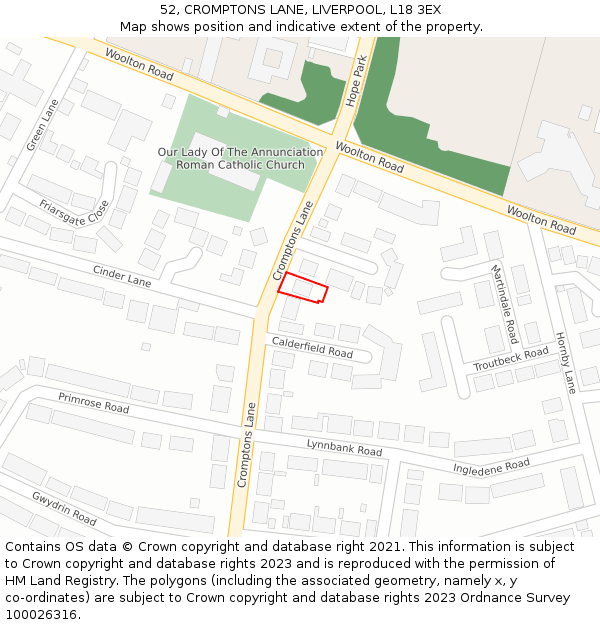 52, CROMPTONS LANE, LIVERPOOL, L18 3EX: Location map and indicative extent of plot