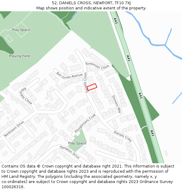 52, DANIELS CROSS, NEWPORT, TF10 7XJ: Location map and indicative extent of plot