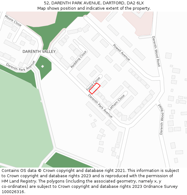 52, DARENTH PARK AVENUE, DARTFORD, DA2 6LX: Location map and indicative extent of plot