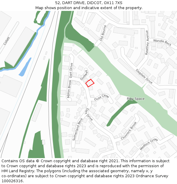 52, DART DRIVE, DIDCOT, OX11 7XS: Location map and indicative extent of plot