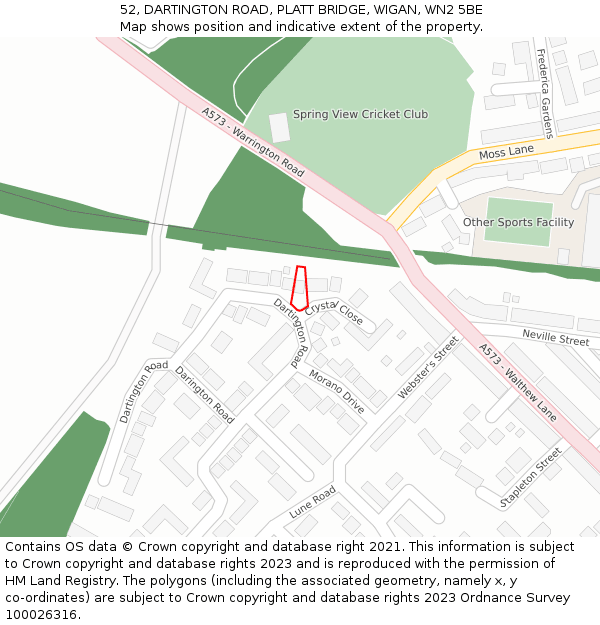 52, DARTINGTON ROAD, PLATT BRIDGE, WIGAN, WN2 5BE: Location map and indicative extent of plot