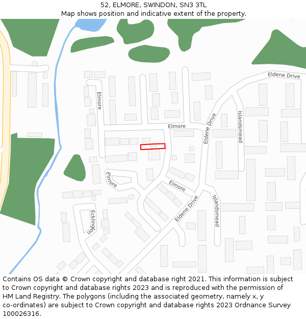 52, ELMORE, SWINDON, SN3 3TL: Location map and indicative extent of plot