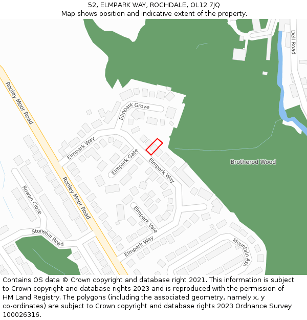 52, ELMPARK WAY, ROCHDALE, OL12 7JQ: Location map and indicative extent of plot