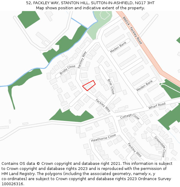 52, FACKLEY WAY, STANTON HILL, SUTTON-IN-ASHFIELD, NG17 3HT: Location map and indicative extent of plot