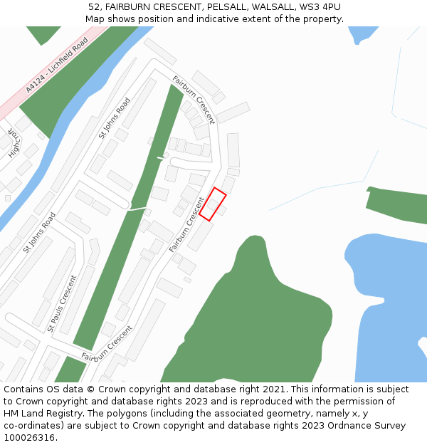 52, FAIRBURN CRESCENT, PELSALL, WALSALL, WS3 4PU: Location map and indicative extent of plot
