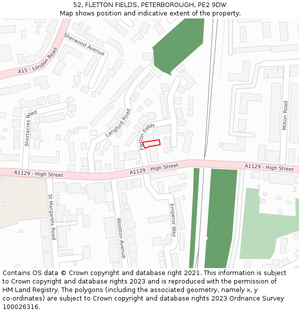 52, FLETTON FIELDS, PETERBOROUGH, PE2 9DW: Location map and indicative extent of plot