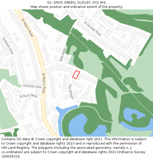 52, GADS GREEN, DUDLEY, DY2 9HL: Location map and indicative extent of plot
