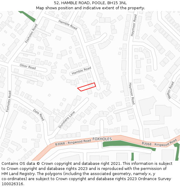 52, HAMBLE ROAD, POOLE, BH15 3NL: Location map and indicative extent of plot