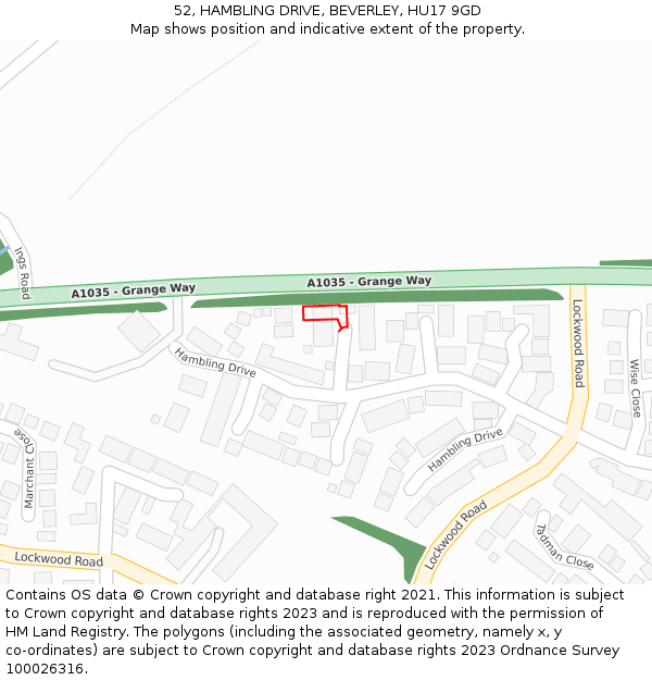 52, HAMBLING DRIVE, BEVERLEY, HU17 9GD: Location map and indicative extent of plot