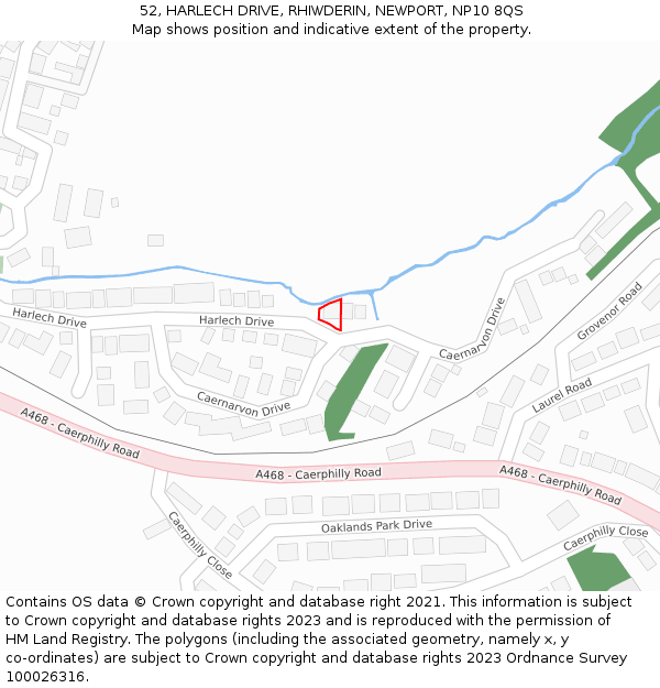 52, HARLECH DRIVE, RHIWDERIN, NEWPORT, NP10 8QS: Location map and indicative extent of plot