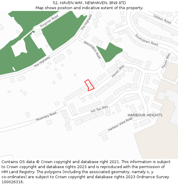 52, HAVEN WAY, NEWHAVEN, BN9 9TD: Location map and indicative extent of plot