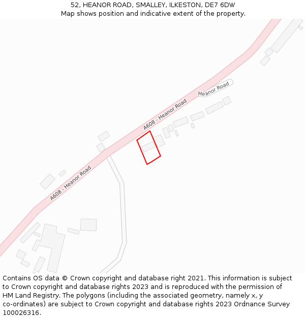 52, HEANOR ROAD, SMALLEY, ILKESTON, DE7 6DW: Location map and indicative extent of plot