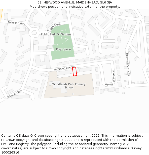 52, HEYWOOD AVENUE, MAIDENHEAD, SL6 3JA: Location map and indicative extent of plot