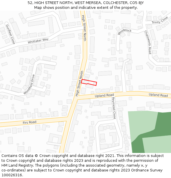 52, HIGH STREET NORTH, WEST MERSEA, COLCHESTER, CO5 8JY: Location map and indicative extent of plot