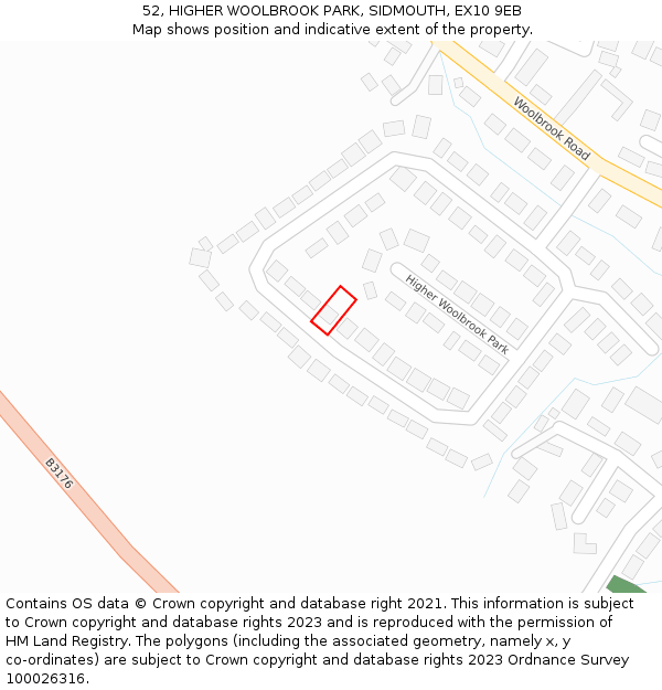 52, HIGHER WOOLBROOK PARK, SIDMOUTH, EX10 9EB: Location map and indicative extent of plot