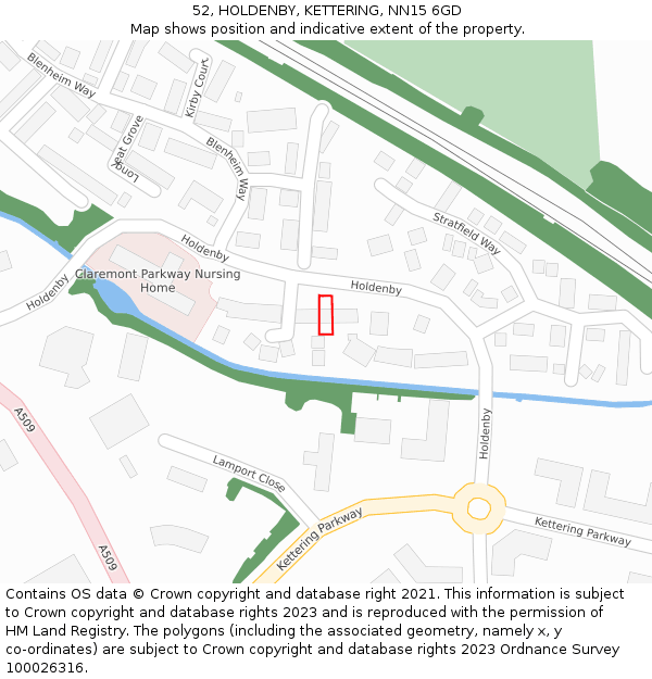 52, HOLDENBY, KETTERING, NN15 6GD: Location map and indicative extent of plot