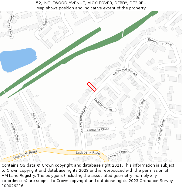 52, INGLEWOOD AVENUE, MICKLEOVER, DERBY, DE3 0RU: Location map and indicative extent of plot