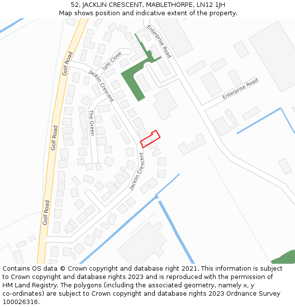 52, JACKLIN CRESCENT, MABLETHORPE, LN12 1JH: Location map and indicative extent of plot