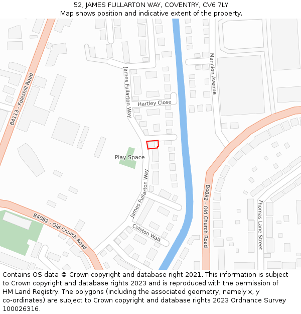 52, JAMES FULLARTON WAY, COVENTRY, CV6 7LY: Location map and indicative extent of plot