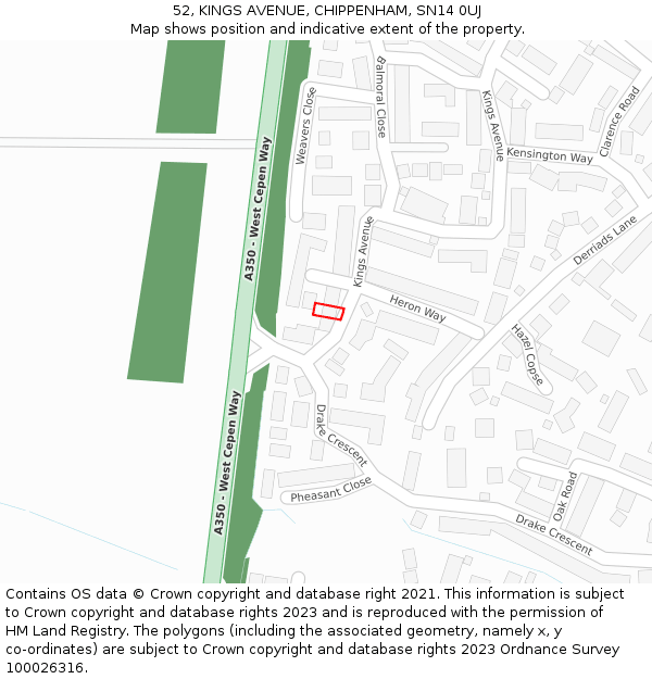 52, KINGS AVENUE, CHIPPENHAM, SN14 0UJ: Location map and indicative extent of plot