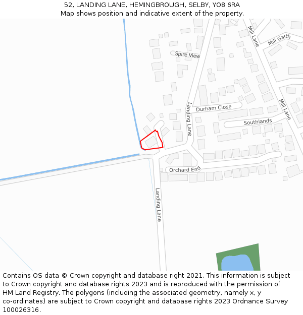 52, LANDING LANE, HEMINGBROUGH, SELBY, YO8 6RA: Location map and indicative extent of plot