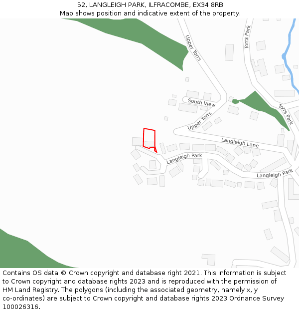 52, LANGLEIGH PARK, ILFRACOMBE, EX34 8RB: Location map and indicative extent of plot