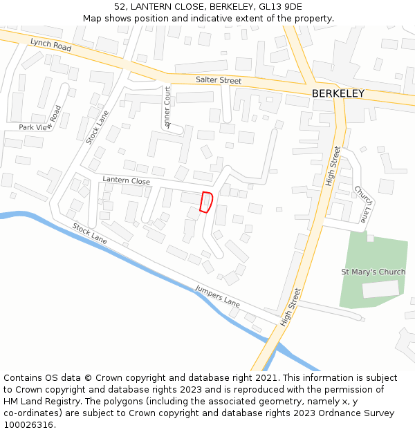 52, LANTERN CLOSE, BERKELEY, GL13 9DE: Location map and indicative extent of plot