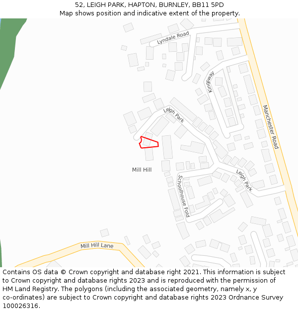 52, LEIGH PARK, HAPTON, BURNLEY, BB11 5PD: Location map and indicative extent of plot