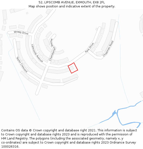 52, LIPSCOMB AVENUE, EXMOUTH, EX8 2FL: Location map and indicative extent of plot