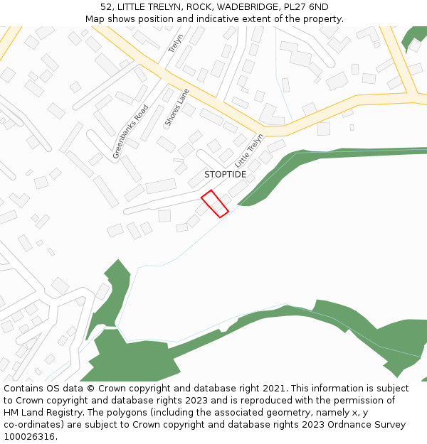 52, LITTLE TRELYN, ROCK, WADEBRIDGE, PL27 6ND: Location map and indicative extent of plot