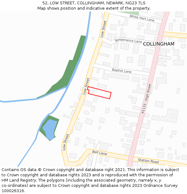 52, LOW STREET, COLLINGHAM, NEWARK, NG23 7LS: Location map and indicative extent of plot