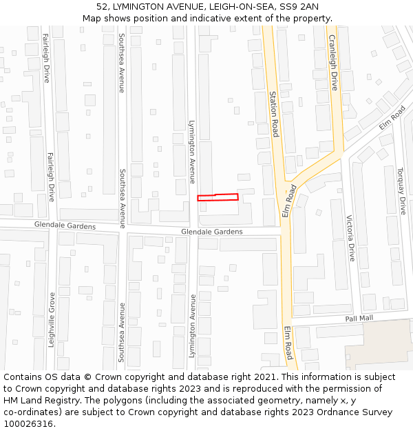52, LYMINGTON AVENUE, LEIGH-ON-SEA, SS9 2AN: Location map and indicative extent of plot