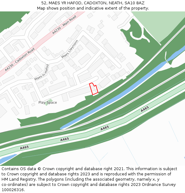 52, MAES YR HAFOD, CADOXTON, NEATH, SA10 8AZ: Location map and indicative extent of plot