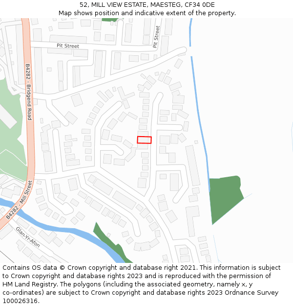 52, MILL VIEW ESTATE, MAESTEG, CF34 0DE: Location map and indicative extent of plot