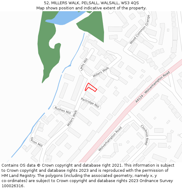 52, MILLERS WALK, PELSALL, WALSALL, WS3 4QS: Location map and indicative extent of plot