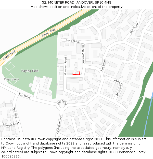 52, MONEYER ROAD, ANDOVER, SP10 4NG: Location map and indicative extent of plot