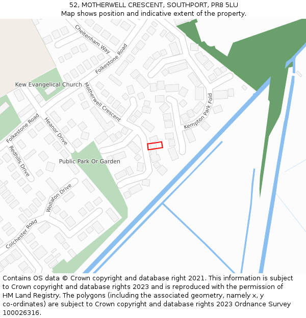 52, MOTHERWELL CRESCENT, SOUTHPORT, PR8 5LU: Location map and indicative extent of plot