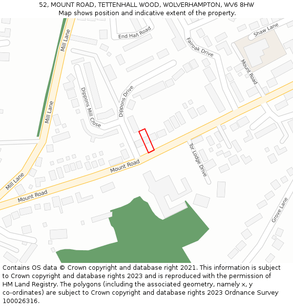 52, MOUNT ROAD, TETTENHALL WOOD, WOLVERHAMPTON, WV6 8HW: Location map and indicative extent of plot