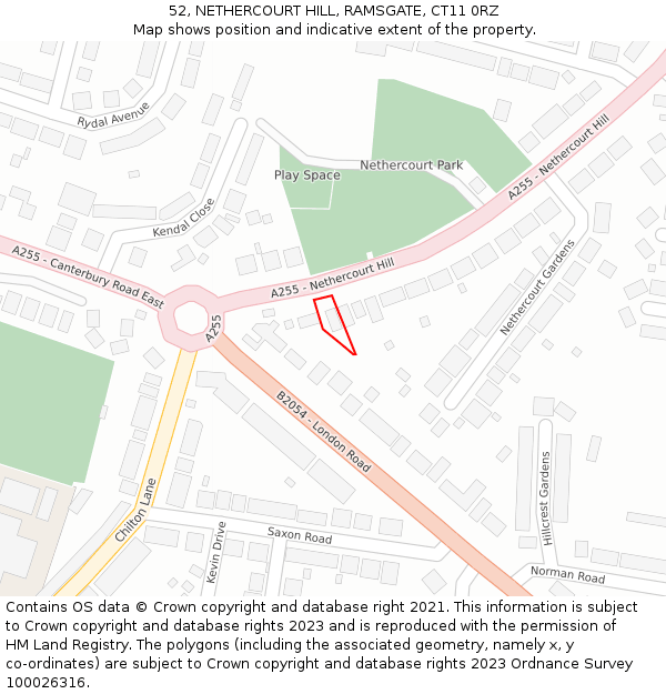 52, NETHERCOURT HILL, RAMSGATE, CT11 0RZ: Location map and indicative extent of plot