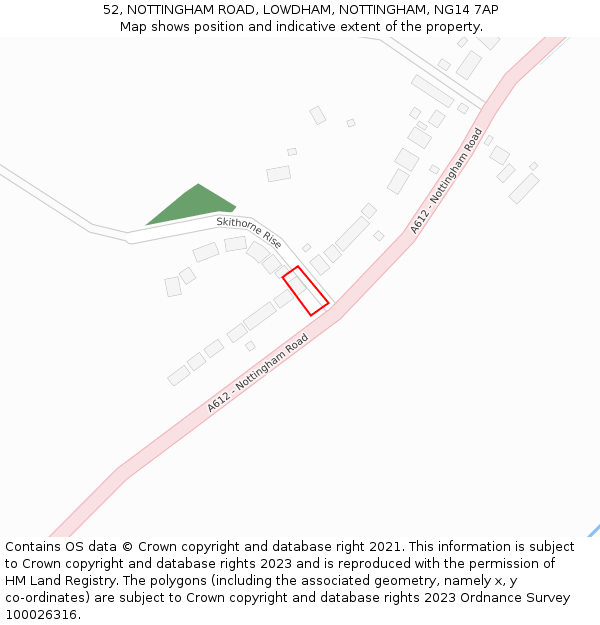 52, NOTTINGHAM ROAD, LOWDHAM, NOTTINGHAM, NG14 7AP: Location map and indicative extent of plot