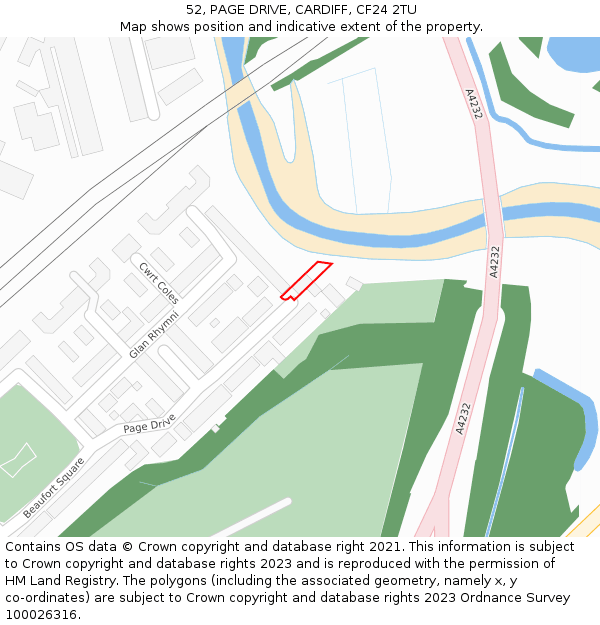 52, PAGE DRIVE, CARDIFF, CF24 2TU: Location map and indicative extent of plot