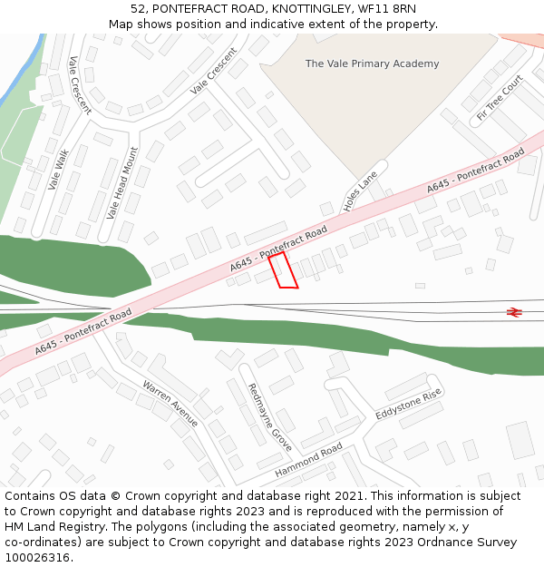 52, PONTEFRACT ROAD, KNOTTINGLEY, WF11 8RN: Location map and indicative extent of plot