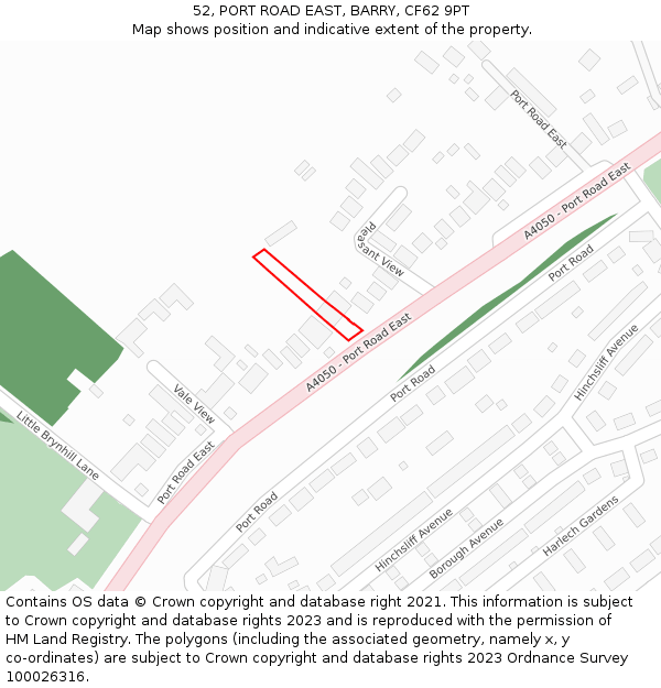 52, PORT ROAD EAST, BARRY, CF62 9PT: Location map and indicative extent of plot