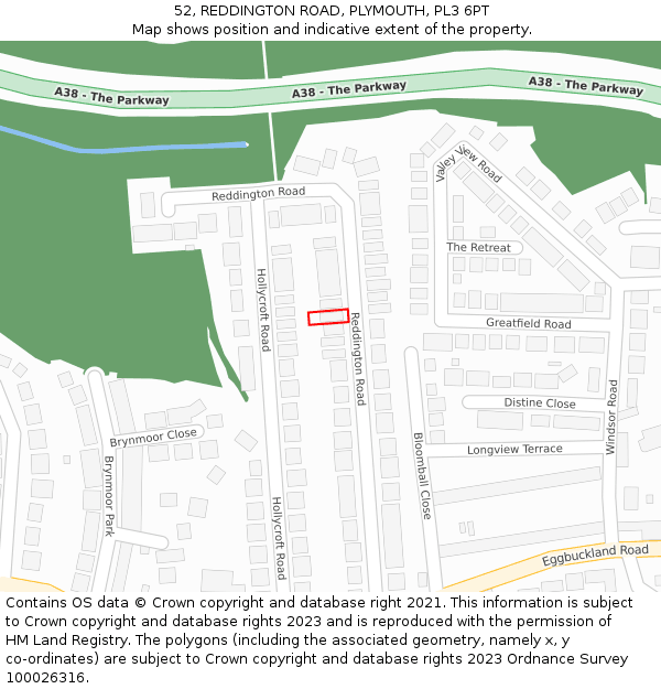 52, REDDINGTON ROAD, PLYMOUTH, PL3 6PT: Location map and indicative extent of plot